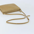 CELINE Trio Shoulder Bag Leather Beige Gold Auth BA10653-7