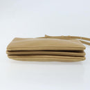 CELINE Trio Shoulder Bag Leather Beige Gold Auth BA10653-5