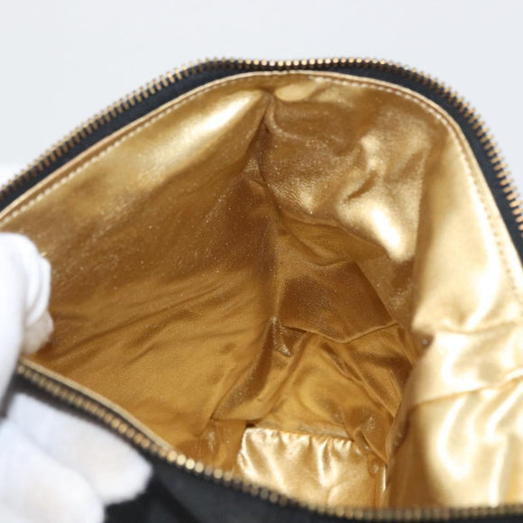 Salvatore Ferragamo Schoudertas Nylon Zwart Goud Auth BA10654