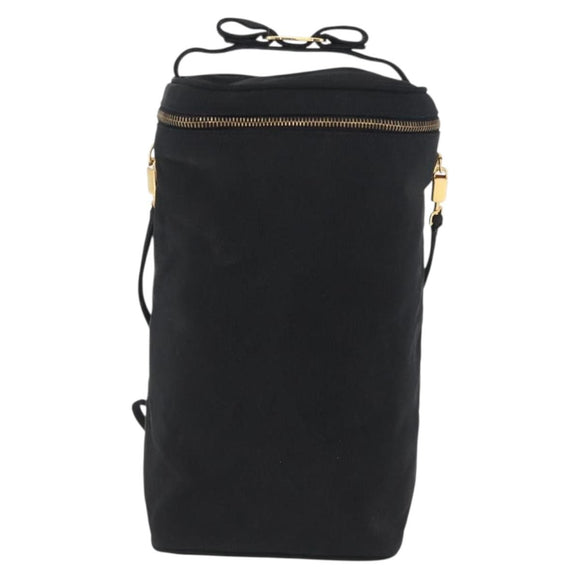 Salvatore Ferragamo Schoudertas Nylon Zwart Goud Auth BA10654