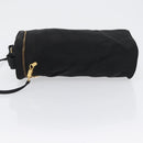 Salvatore Ferragamo Schoudertas Nylon Zwart Goud Auth BA10654-4