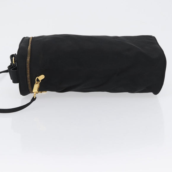 Salvatore Ferragamo Schoudertas Nylon Zwart Goud Auth BA10654