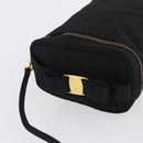 Salvatore Ferragamo Schoudertas Nylon Zwart Goud Auth BA10654-6