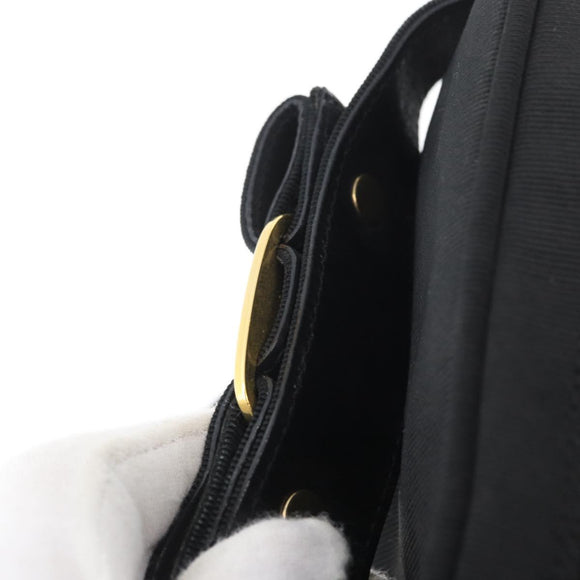 Salvatore Ferragamo Schoudertas Nylon Zwart Goud Auth BA10654
