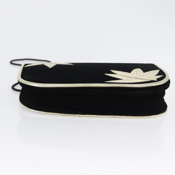 SAINT LAURENT Shoulder Bag Velor Black Gold Auth BA10655