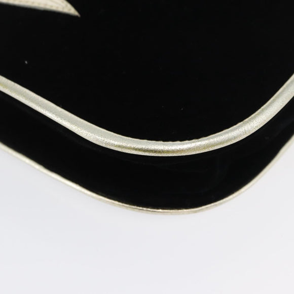 SAINT LAURENT Shoulder Bag Velor Black Gold Auth BA10655