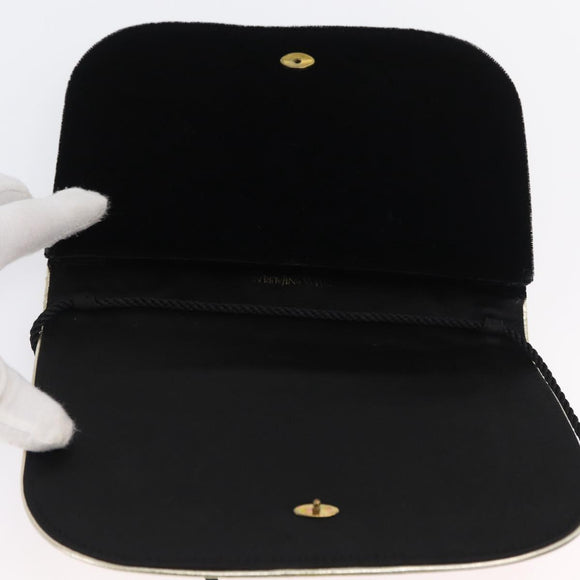 SAINT LAURENT Shoulder Bag Velor Black Gold Auth BA10655