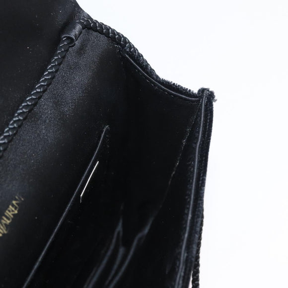 SAINT LAURENT Shoulder Bag Velor Black Gold Auth BA10655