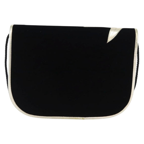 SAINT LAURENT Shoulder Bag Velor Black Gold Auth BA10655