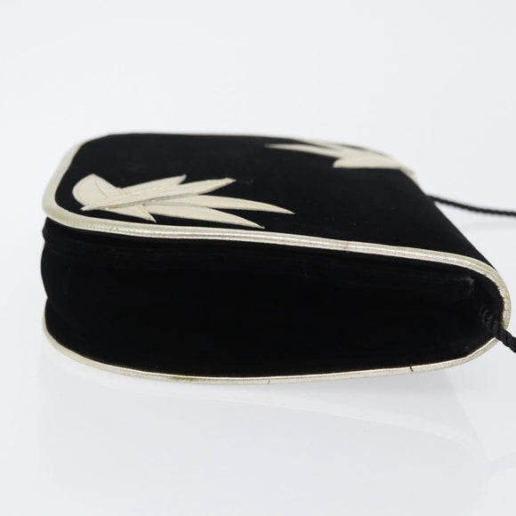 SAINT LAURENT Shoulder Bag Velor Black Gold Auth BA10655