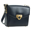 Gianni Versace Shoulder Bag Leather Navy Gold Auth BA10657V-1
