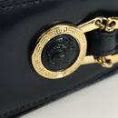 Gianni Versace Shoulder Bag Leather Navy Gold Auth BA10657V-18