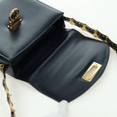 Gianni Versace Shoulder Bag Leather Navy Gold Auth BA10657V-10