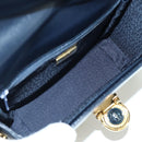 Gianni Versace Shoulder Bag Leather Navy Gold Auth BA10657V-11