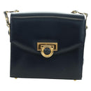 Gianni Versace Shoulder Bag Leather Navy Gold Auth BA10657V-13