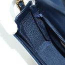 Gianni Versace Shoulder Bag Leather Navy Gold Auth BA10657V-22