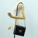 Gianni Versace Shoulder Bag Leather Navy Gold Auth BA10657V-25