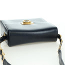 Gianni Versace Shoulder Bag Leather Navy Gold Auth BA10657V-6
