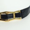 Gianni Versace Shoulder Bag Leather Navy Gold Auth BA10657V-8