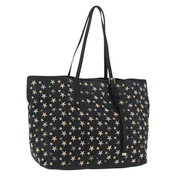 Jimmy Choo Tote Bag Leather Black Gold Auth BA10659
