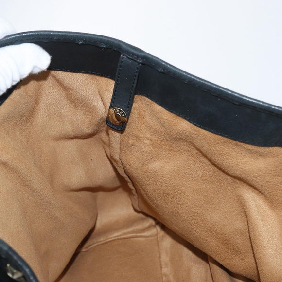 Jimmy Choo Tote Bag Leather Black Gold Auth BA10659