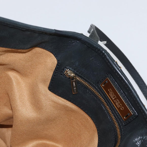 Jimmy Choo Tote Bag Leather Black Gold Auth BA10659