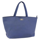 Salvatore Ferragamo Tote Bag Leather Blue Gold Auth BA10661-1