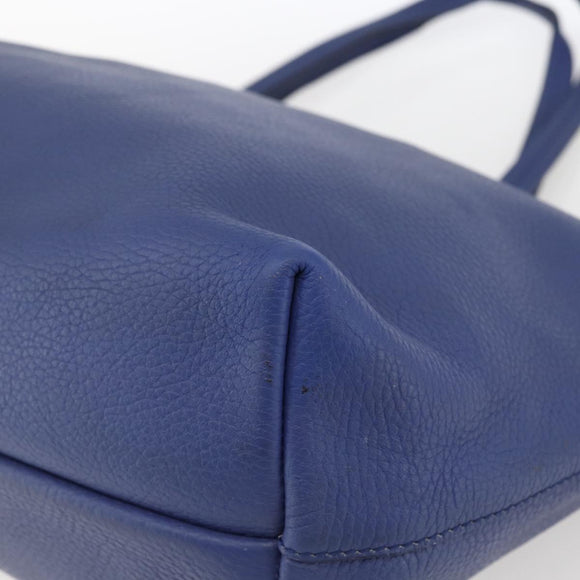 Salvatore Ferragamo Tote Bag Leather Blue Gold Auth BA10661