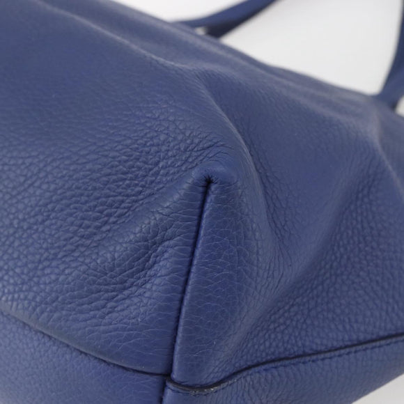 Salvatore Ferragamo Tote Bag Leather Blue Gold Auth BA10661