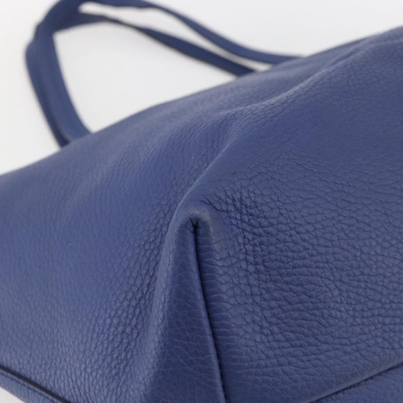 Salvatore Ferragamo Tote Bag Leather Blue Gold Auth BA10661
