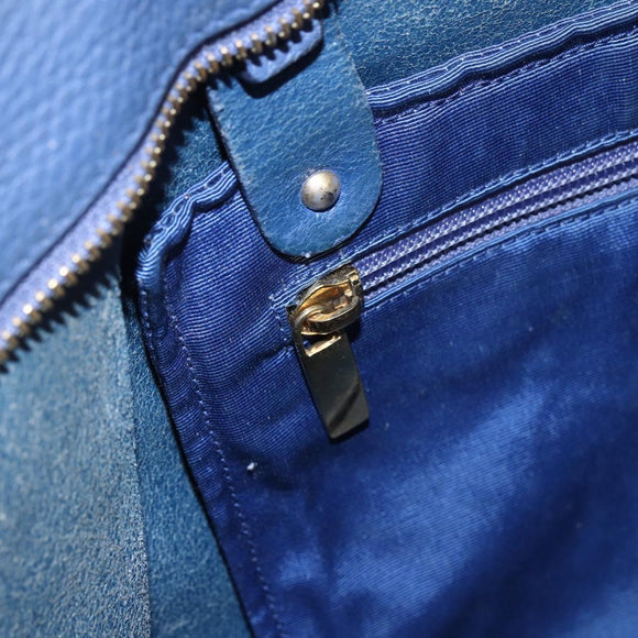 Salvatore Ferragamo Tote Bag Leather Blue Gold Auth BA10661