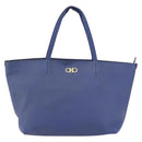 Salvatore Ferragamo Tote Bag Leather Blue Gold Auth BA10661-2