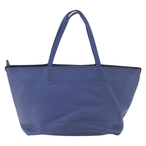 Salvatore Ferragamo Tote Bag Leather Blue Gold Auth BA10661