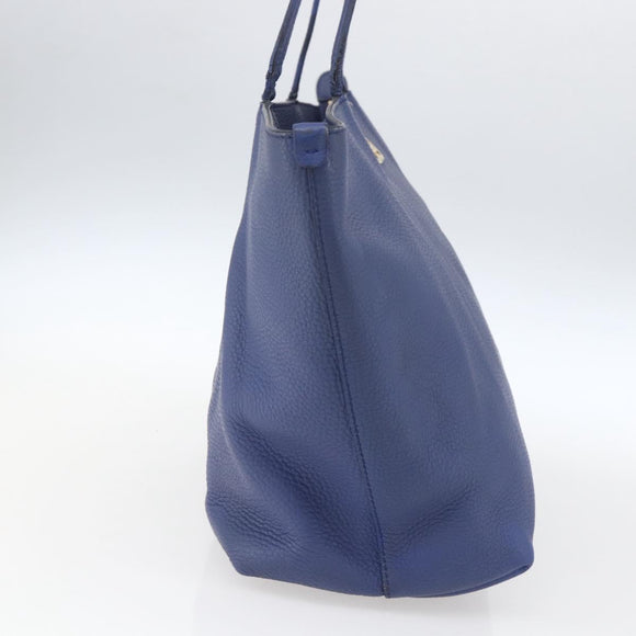Salvatore Ferragamo Tote Bag Leather Blue Gold Auth BA10661