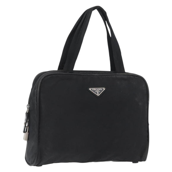 PRADA Hand Bag Nylon Black Silver Auth BA10663