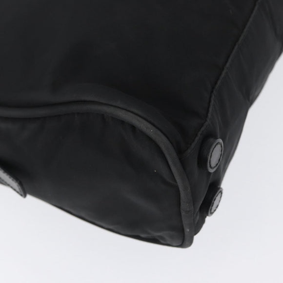 PRADA Hand Bag Nylon Black Silver Auth BA10663