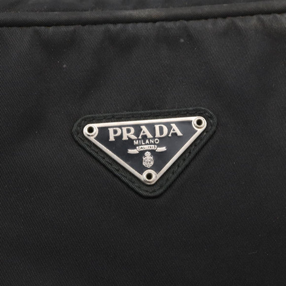 PRADA Hand Bag Nylon Black Silver Auth BA10663