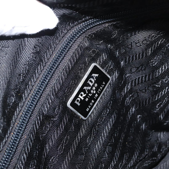 PRADA Hand Bag Nylon Black Silver Auth BA10663