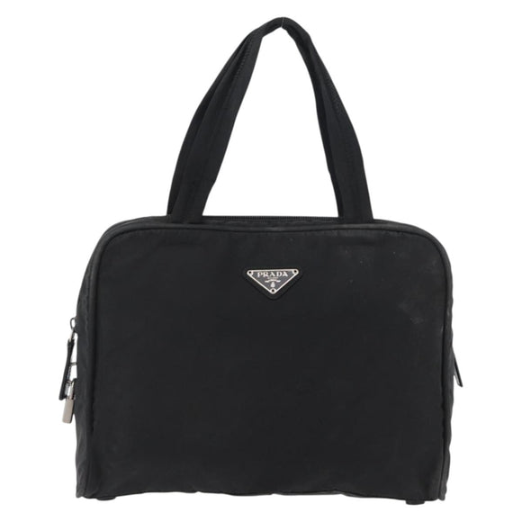 PRADA Hand Bag Nylon Black Silver Auth BA10663