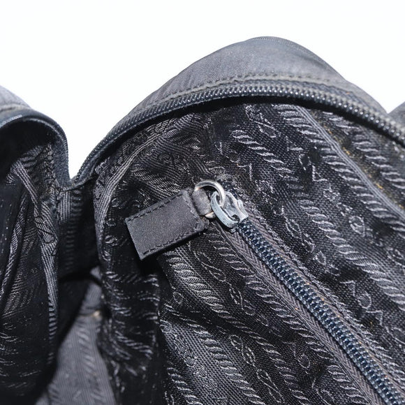 PRADA Hand Bag Nylon Black Silver Auth BA10663