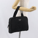 PRADA Hand Bag Nylon Black Silver Auth BA10663-26