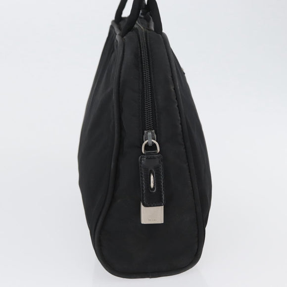 PRADA Hand Bag Nylon Black Silver Auth BA10663
