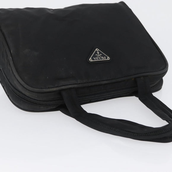 PRADA Hand Bag Nylon Black Silver Auth BA10663
