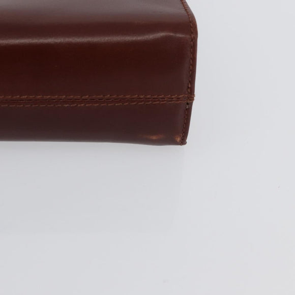 Salvatore Ferragamo Gancini Chain Shoulder Bag Leather Brown Gold Auth BA10665