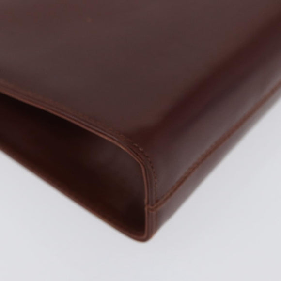 Salvatore Ferragamo Gancini Chain Shoulder Bag Leather Brown Gold Auth BA10665