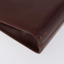 Salvatore Ferragamo Gancini Chain Shoulder Bag Leather Brown Gold Auth BA10665-16