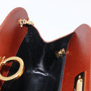 Salvatore Ferragamo Gancini Chain Shoulder Bag Leather Brown Gold Auth BA10665-18