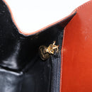 Salvatore Ferragamo Gancini Chain Shoulder Bag Leather Brown Gold Auth BA10665-20