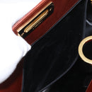 Salvatore Ferragamo Gancini Chain Shoulder Bag Leather Brown Gold Auth BA10665-21