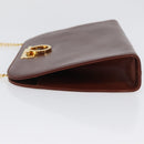 Salvatore Ferragamo Gancini Chain Shoulder Bag Leather Brown Gold Auth BA10665-5